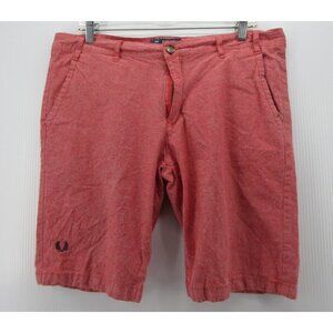 Fred Perry Shorts 36 Salmon Golf Chino Flecked Preppy 10" Inseam Khakis